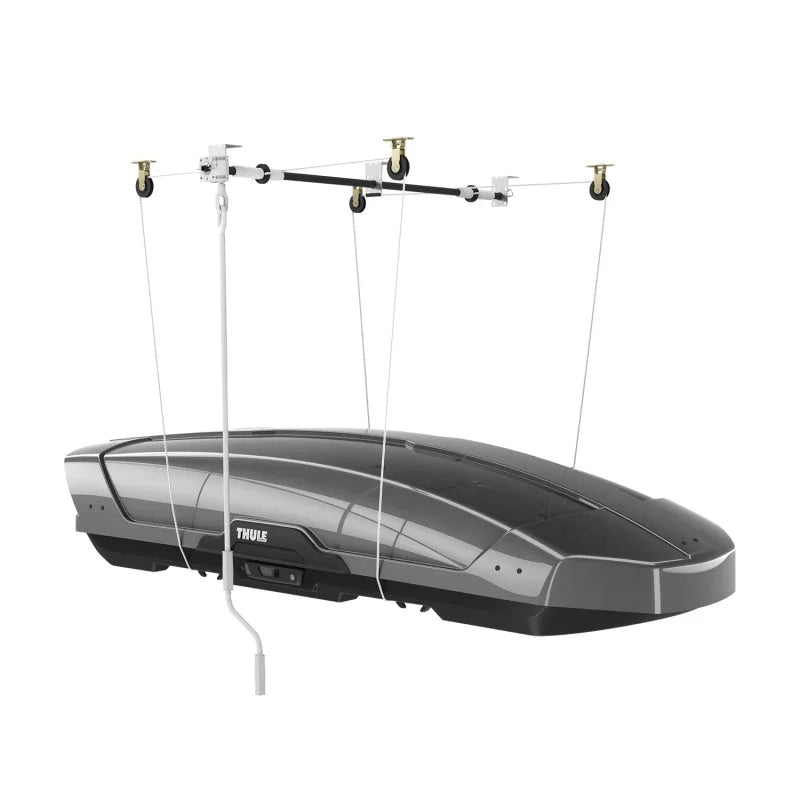 Thule MultiLift Roof Box/Kayak/Surfboard Storage (Mounts to Garage Ceiling) - Silver - Side View
