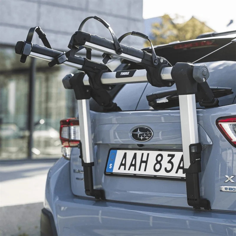 Thule OutWay Hanging-Style Trunk Bike Rack (Up to 2 Bikes) - Silver/Black - Back View