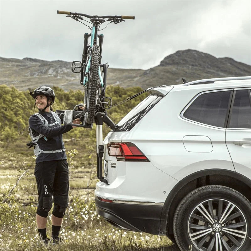 Thule OutWay Platform-Style Trunk Mount Bike Rack w/Raised Platform (Up to 2 Bikes) - Silver/Black - Installation View