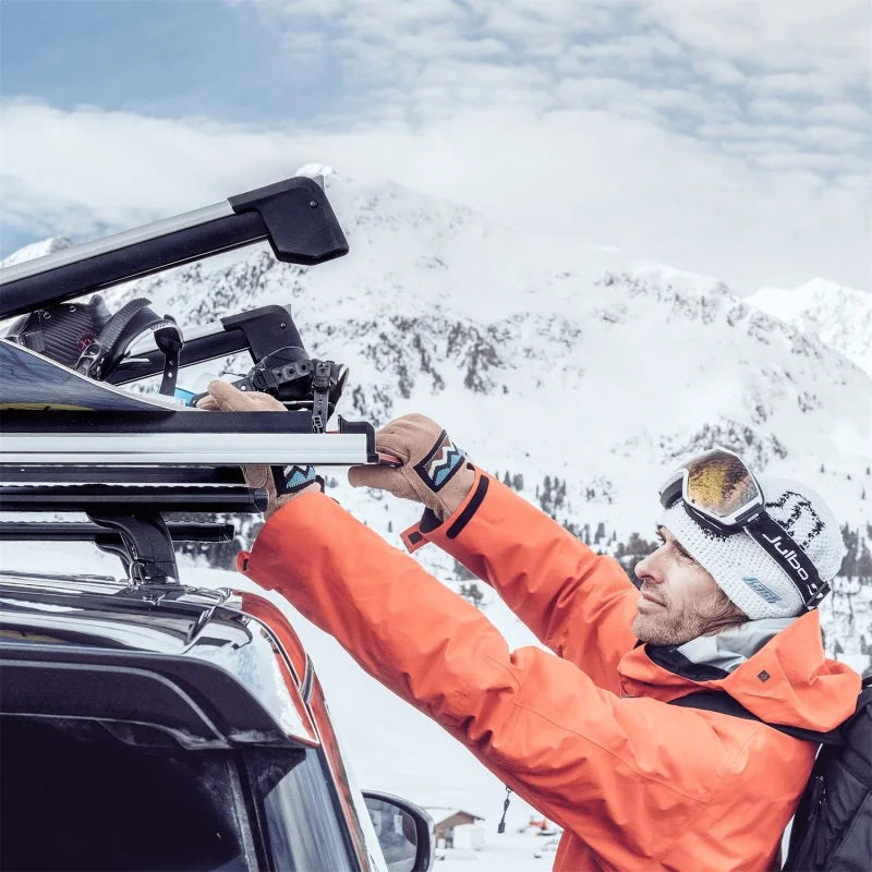 Thule SnowPack Extender Slide-out Ski/Snowboard Rack (Up to 6 Pair Skis/4 Snowboards) - Black - Side View