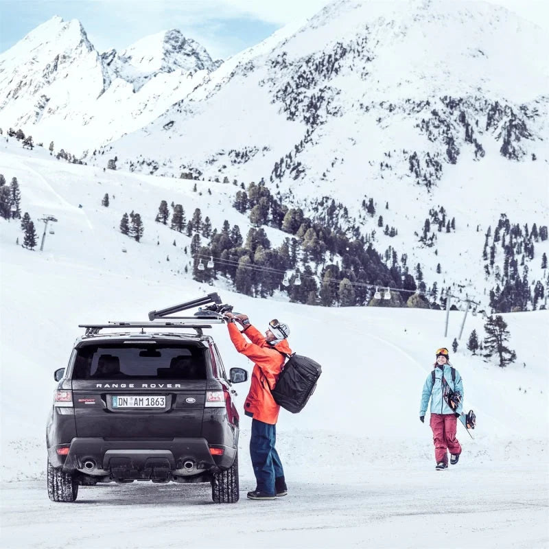 Thule SnowPack Extender Slide-out Ski/Snowboard Rack (Up to 6 Pair Skis/4 Snowboards) - Black - Back View