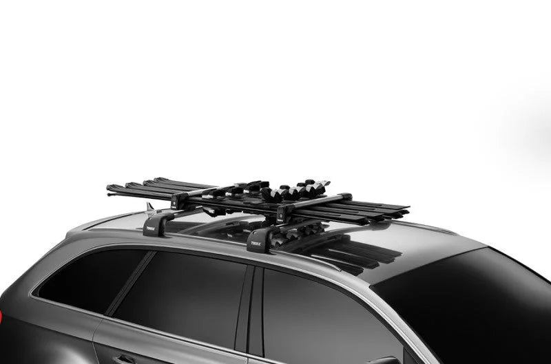 Thule SnowPack L Ski/Snowboard Rack (Up to 6 Pair Skis/4 Snowboards) - Black/Silver - Installation View