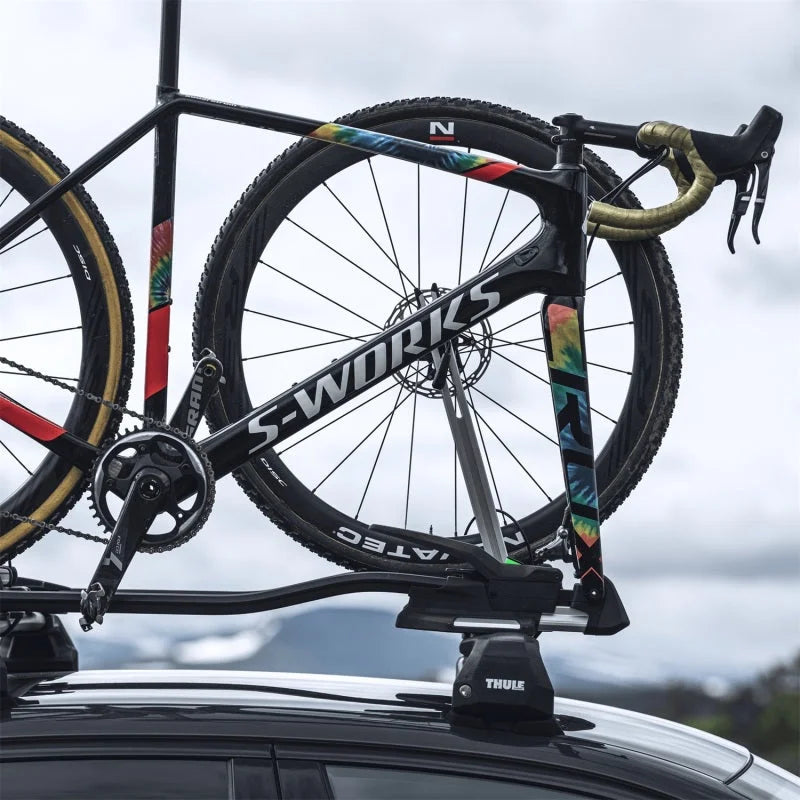 Thule TopRide Fork-Mounted Roof Bike Rack (Fits 9-15mm Thru-Axle & Standard 9mm Quick-Release Bikes) - Back View