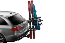 Load image into Gallery viewer, Thule Tram Ski/Snowboard Rack (Req. Thule Hanging Hitch Bike Rack to Mount) - Black/Silver - Side View