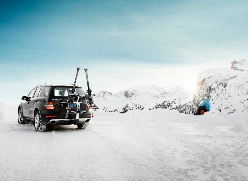 Thule Tram Ski/Snowboard Rack (Req. Thule Hanging Hitch Bike Rack to Mount) - Black/Silver - Back View