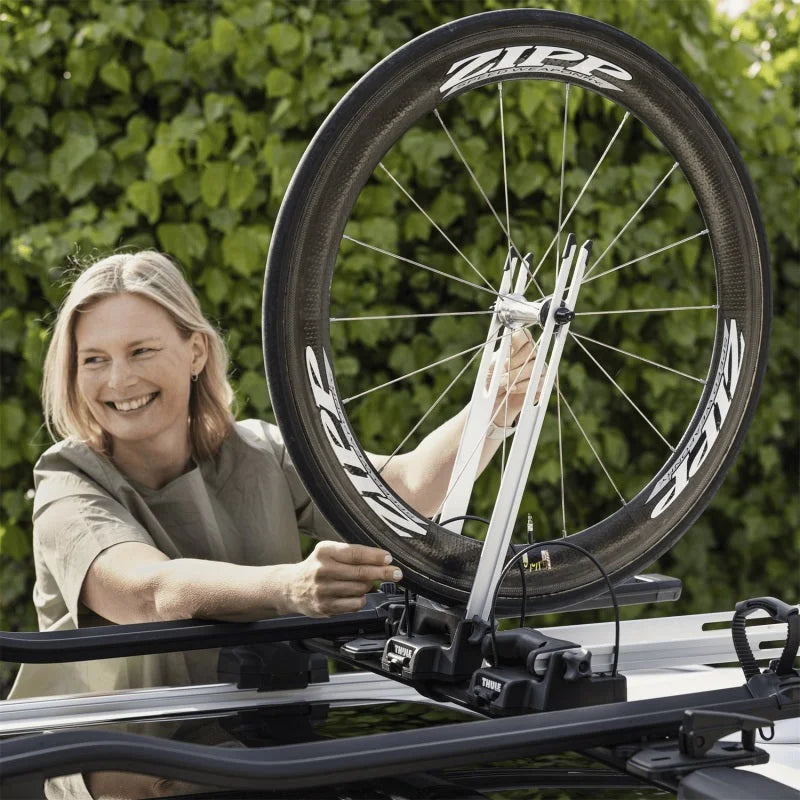 Thule Wheel-On Front Wheel Holder - Silver/Black - Installation View