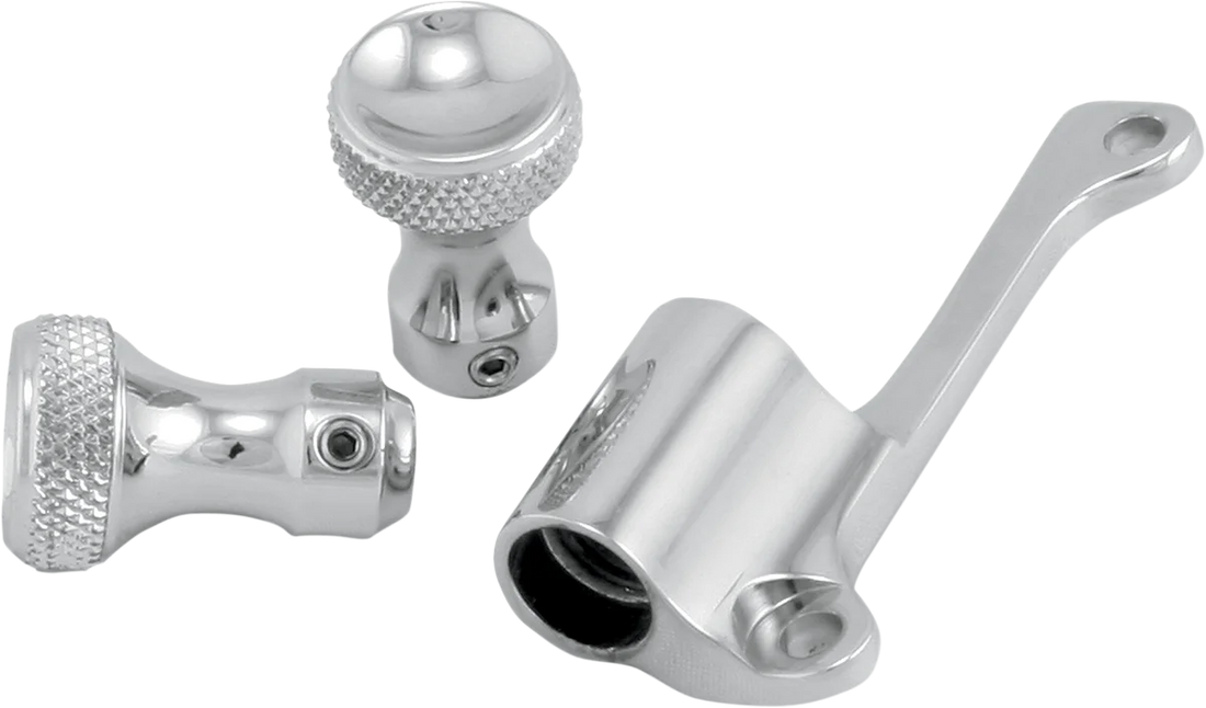 Todd's Cycle Enrichener Cable Relocation Bracket Kit with Knobs - Mikuni - Raw - Side View
