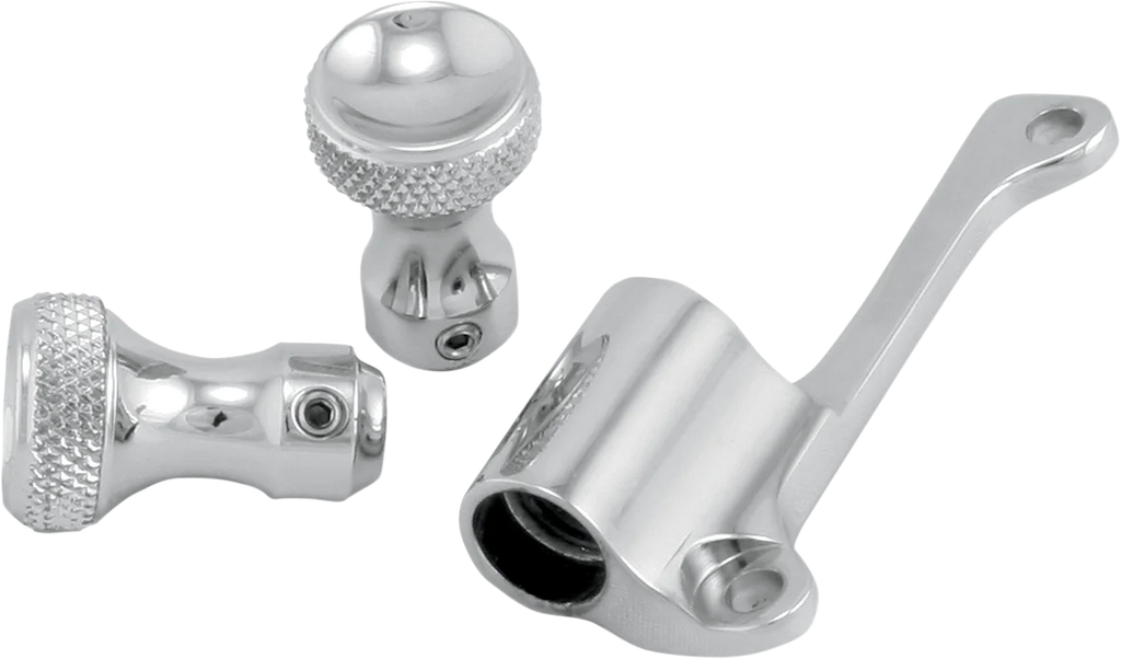Todd's Cycle Enrichener Cable Relocation Bracket Kit with Knobs - Mikuni - Raw - Side View