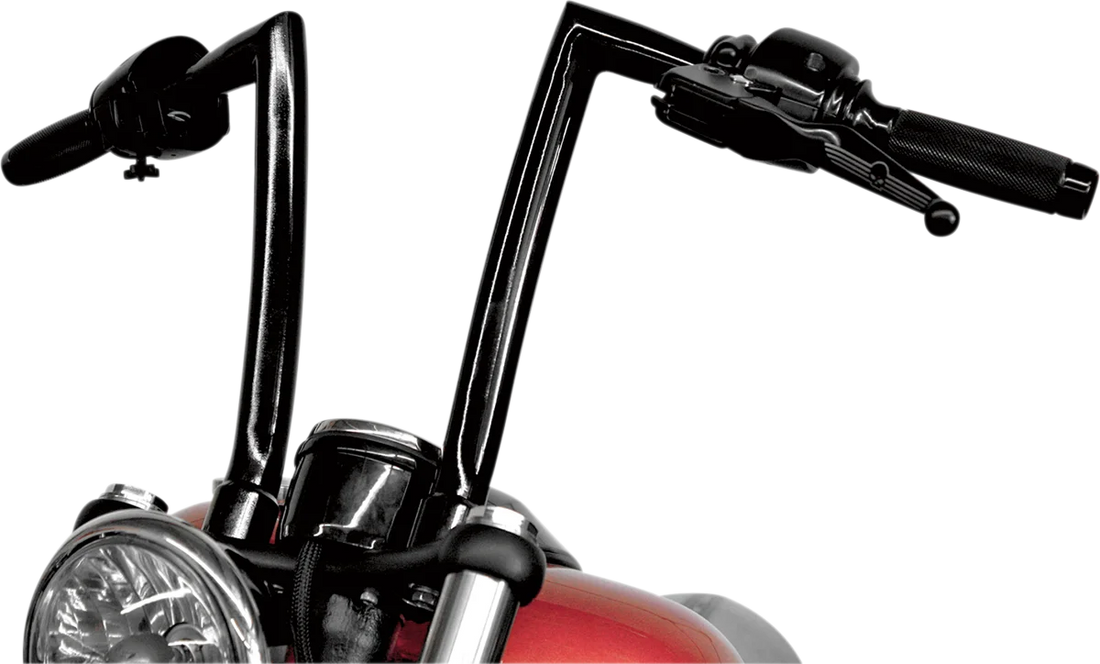 Todd's Cycle Handlebar - Strip - FXS - 1-1/4" - 12" Rise - OEM Top Tree - Black - Side View