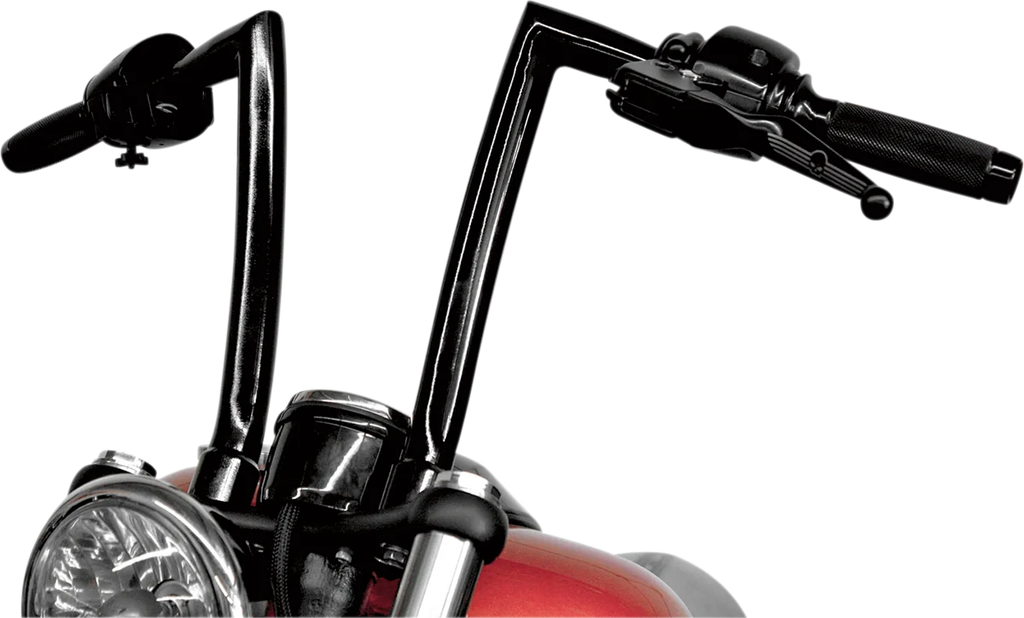 Todd's Cycle Handlebar - Strip - FXS - 1-1/4" - 12" Rise - OEM Top Tree - Black - Side View