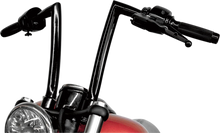 Load image into Gallery viewer, Todd's Cycle Handlebar - Strip - FXS - 1-1/4" - 12" Rise - OEM Top Tree - Black - Side View