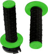 Load image into Gallery viewer, Torc1 Racing Grips - Defy - Lock-On - Black/Green - Main Product View