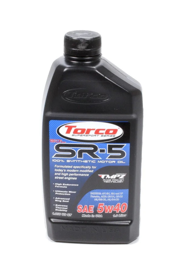 Torco Racing Oils SR-5 GDL Synthetic Motor Oil 5w40 1-Liter Bottle A150544CE