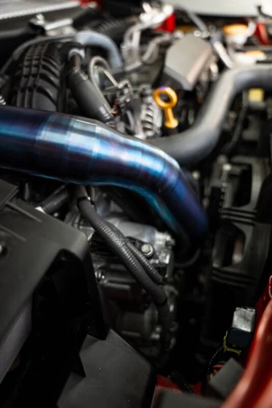 Torque Solution 2022+ Subaru WRX / 19-23 Subaru Ascent Titanium Top Mount Charge Pipe - Burnt Blue - Additional View 5