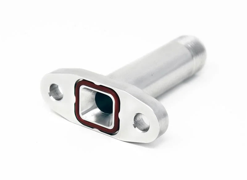 Torque Solution Extended Port Matched Oil Drain Flange: -10AN for T3/T4 PTE / Turbonetics - Side View
