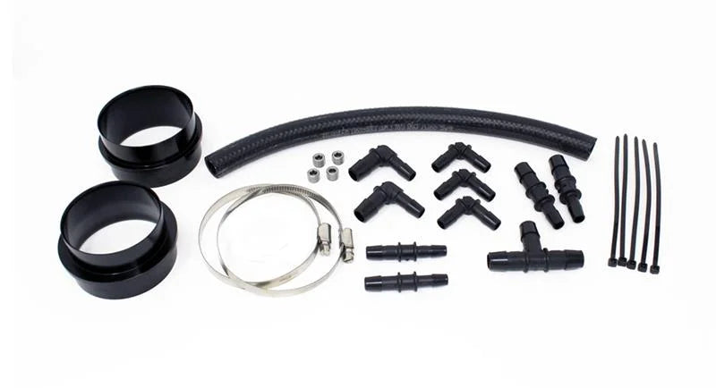 Torque Solution Turbo Inlet Hose Black (Non-Recirc): 02-07 Subaru WRX / 04-20 STI / 05-09 Legacy GT - Side View