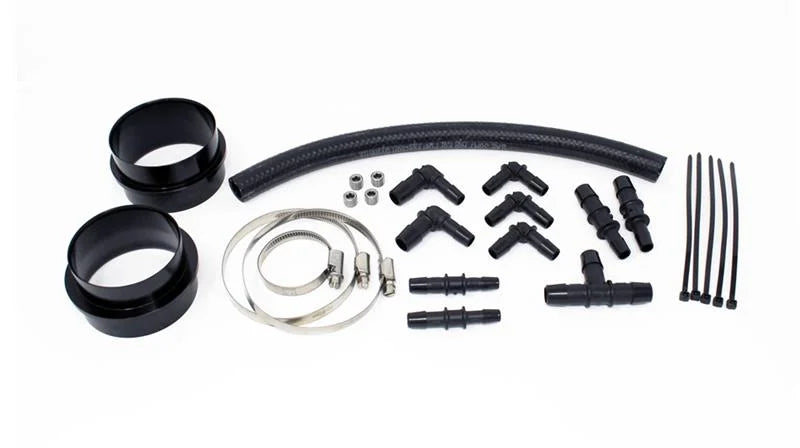 Torque Solution Turbo Inlet Hose Black (Recirc): 02-07 WRX / 04-20 STI / 05-09 Legacy GT (3in Inlet) - Side View