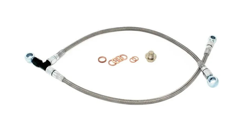 Torque Solution Turbo Oil Feed Line Kit - Subaru EJ w/ Garrett GT Series - Side View