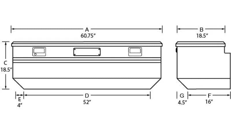 Tradesman Aluminum Flush Mount Truck Tool Box (60in.) - Black - Side View