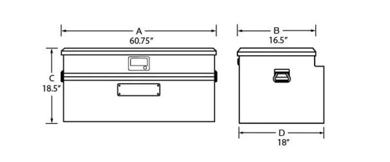 Tradesman Aluminum Flush Mount Truck Tool Box Full/Slim Line (60in.) - Black - Side View