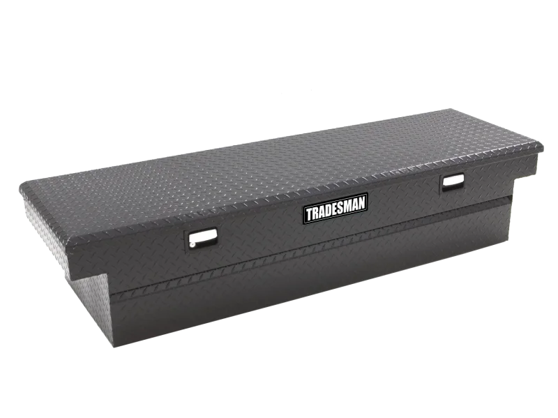 Tradesman Aluminum Single Lid Cross Bed Truck Tool Box (71in.) - Black - Side View