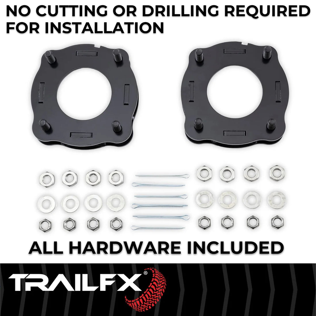 TrailFX 1-1/2 Inch Lift, Coil Spring Spacers, With Spacers/ Installation Hardware T15LL1 - Kit Contents
