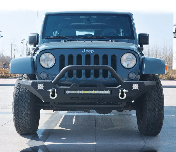 TrailFX 1 Pc Direct-Fit W/Bull Bar W/WIn Mount W/D-Ring Mounts Textured Black Steel J031T - Side View