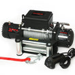 Load image into Gallery viewer, TrailFX 12V Electric 8K Lb Cap 94 Ft Wire Rope Roller Fairlead Wired Remote W08B - Installation View