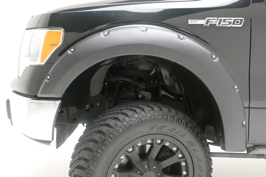 TrailFX 2 Inch Tire Coverage Smooth Black ABS Plastic Set of 4 PFFG3006S - Front View