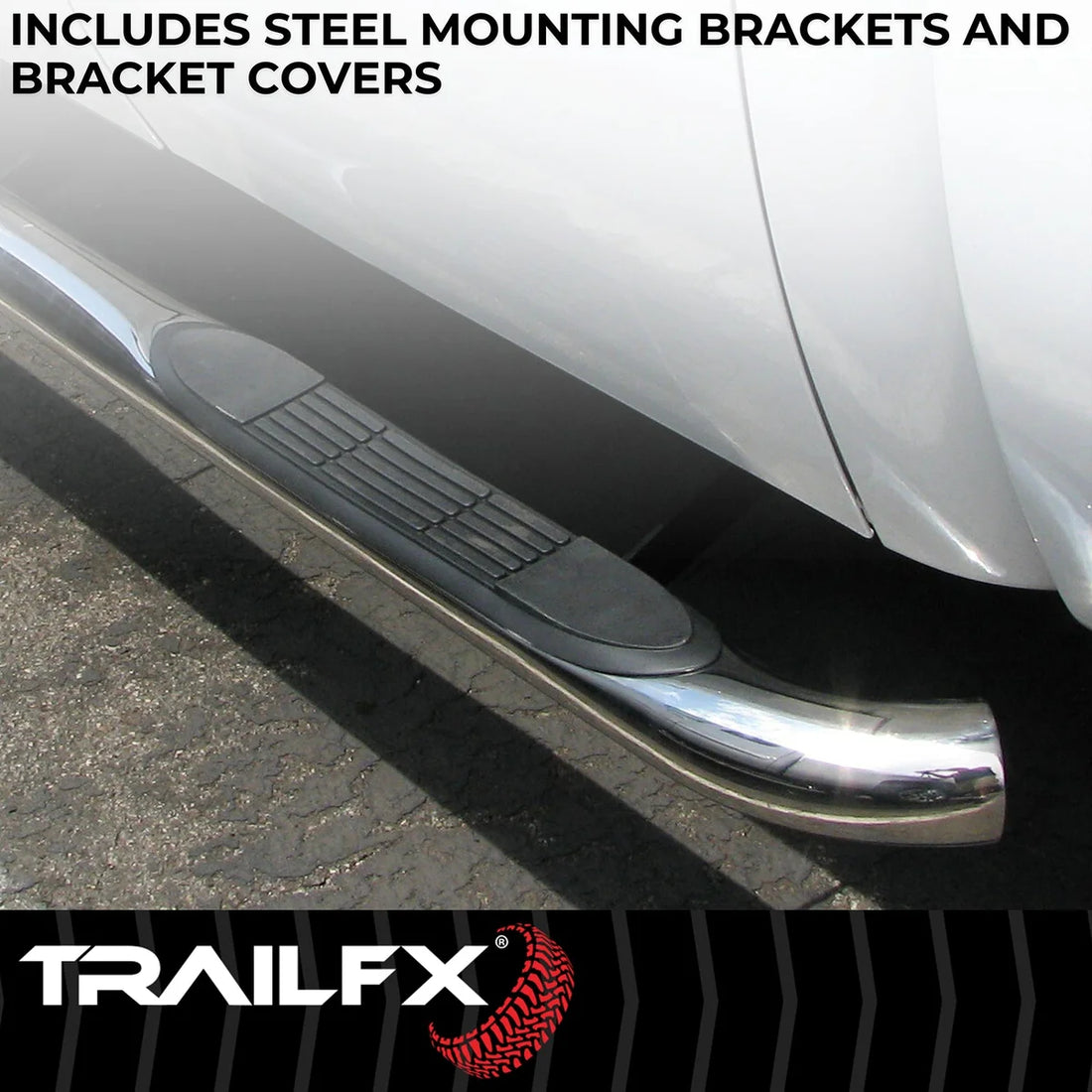TrailFX 3 Inch Round Bent 60 Degree Pol Stainless Steel W/O End Caps Rocker Panel Mount A0046S - Additional View 6