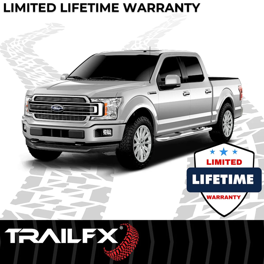 TrailFX 3 Inch Round Bent 60 Degree Pol Stainless Steel W/O End Caps Rocker Panel Mount A0041S - Installation View