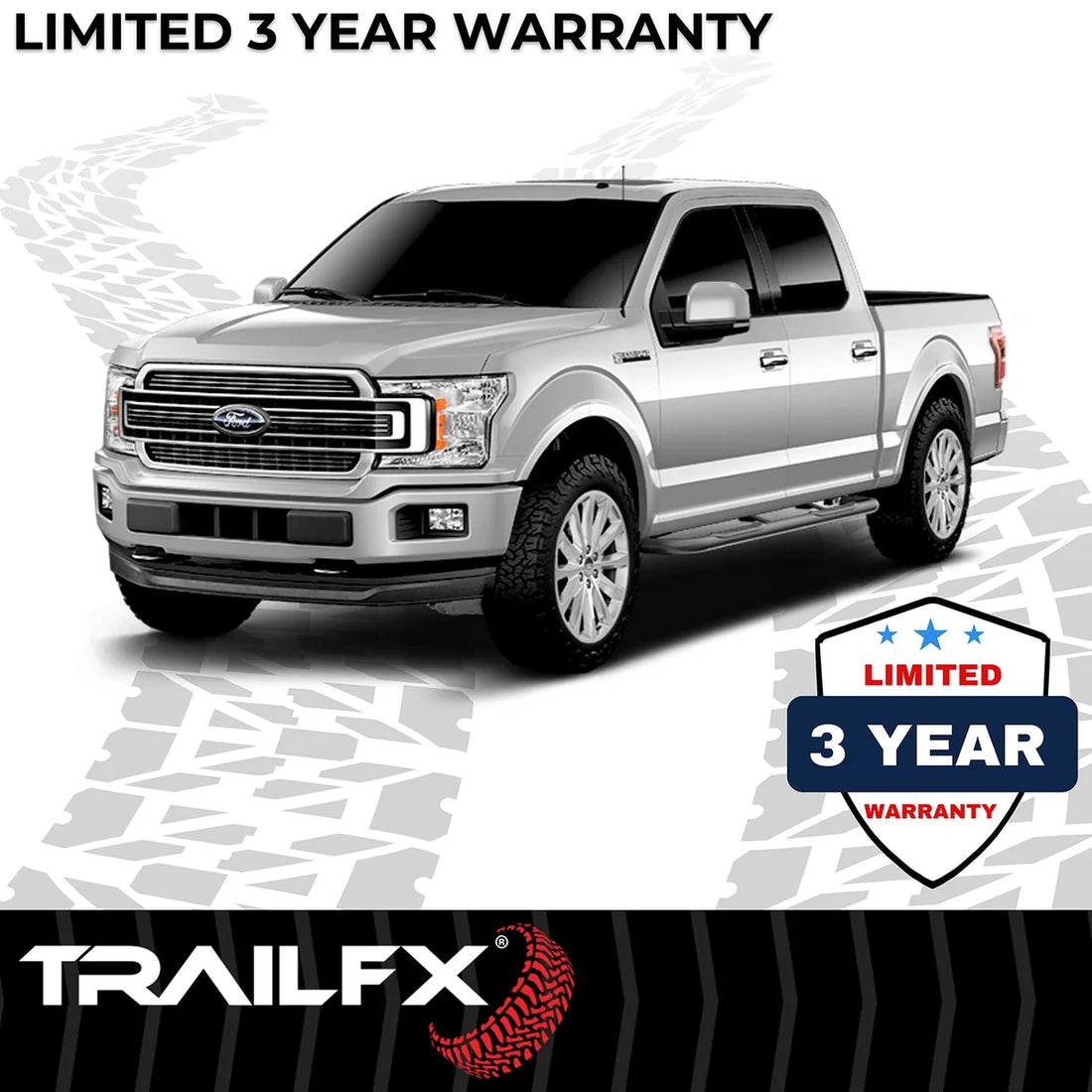 TrailFX 3 Inch Round Bent 90 Degree Pwdr Ctd Black Steel W/O End Caps Rocker Panel Mount A0052B - Installation View