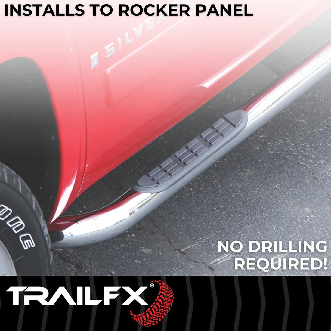 TrailFX 3 Inch Round Bent Pol Stainless Steel Without End Caps Frame Body Mount Bolts A0029S - Back View