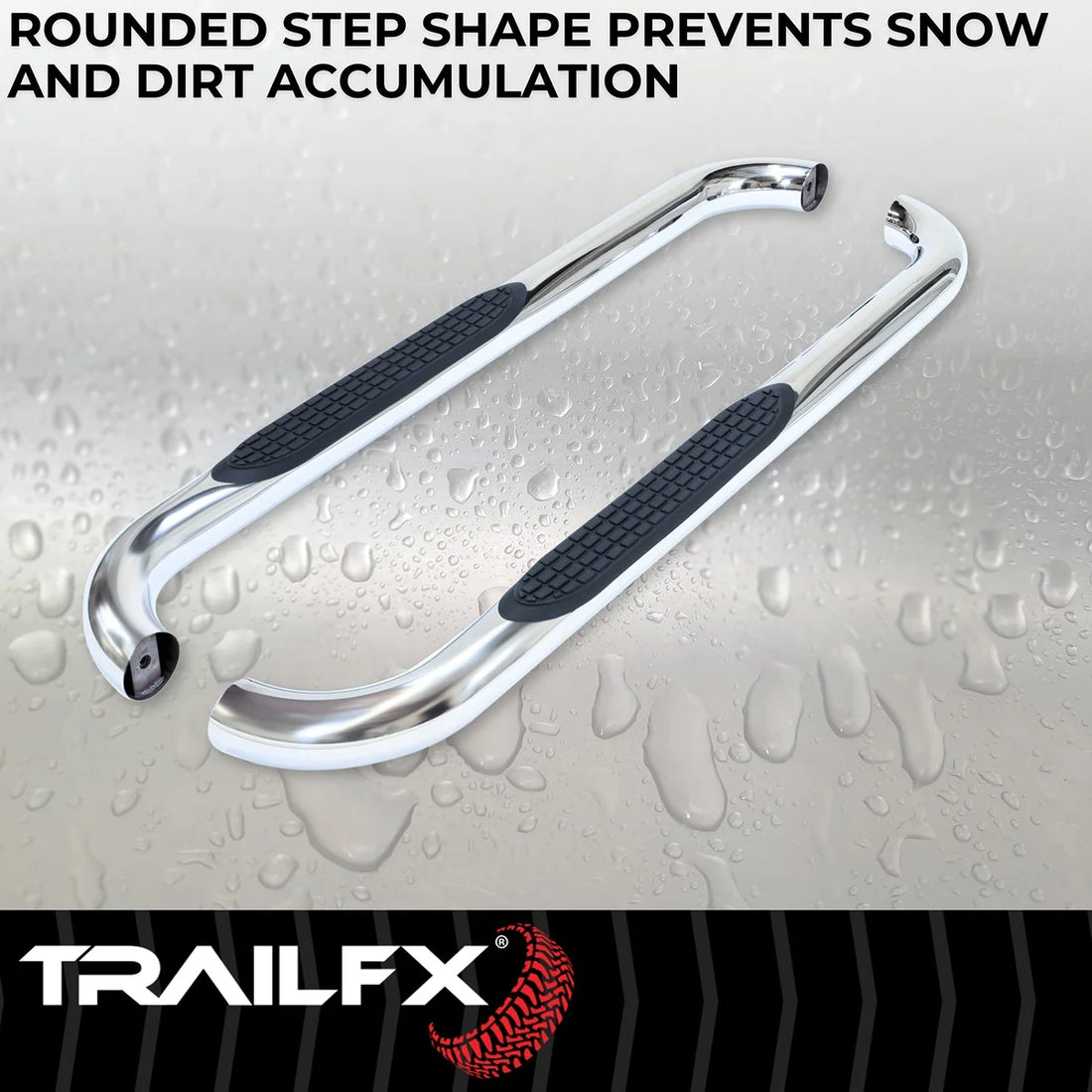 TrailFX 3 Inch Round Bent Pol Stainless Steel Without End Caps Rocker Panel Mount 1130301041 - Additional View 7