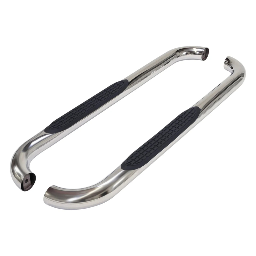 TrailFX 3 Inch Round Bent Pol Stainless Steel Without End Caps Rocker Panel Mount A0032S - Main Product View