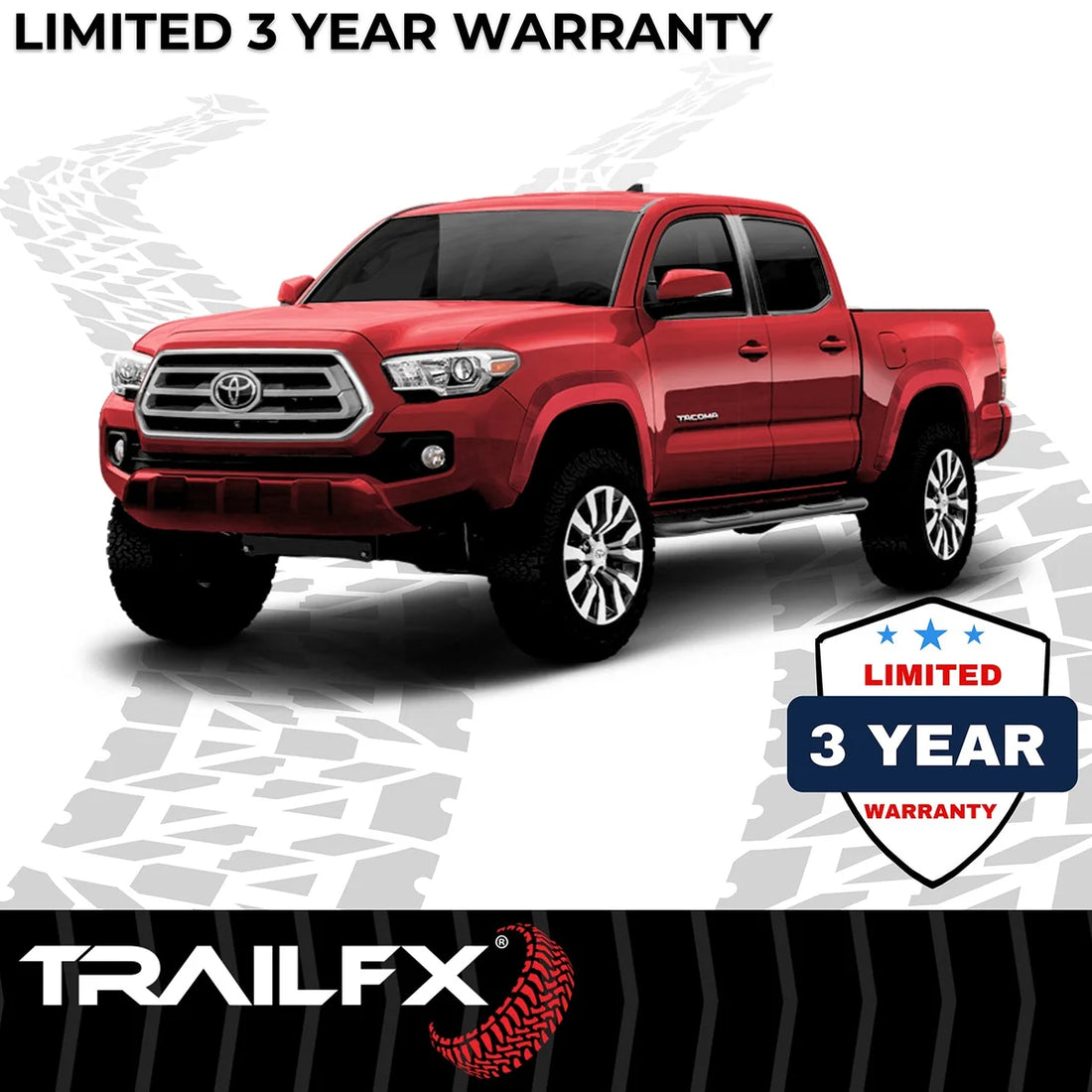 TrailFX 3 Inch Round Bent Powder Coated Black Steel Rocker Panel Mount A0009B - Side View