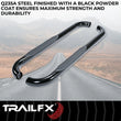 Load image into Gallery viewer, TrailFX 3 Inch Round Bent Powder Coated Black Steel Without End Caps Rocker Panel Mount 1130301093 - Side View