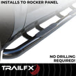Load image into Gallery viewer, TrailFX 3 Inch Round Bent Powder Coated Black Steel Without End Caps Rocker Panel Mount 1130301093 - Back View