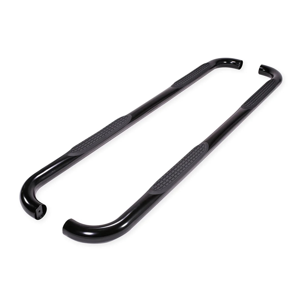 TrailFX 3 Inch Round Bent Powder Coated Black Steel Without End Caps Rocker Panel Mount A0034B - Main Product View