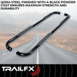 Load image into Gallery viewer, TrailFX 3 Inch Round Bent Pwdr Ctd Black Steel Plastic End Caps Rocker Panel Mount 1150550073 - Side View