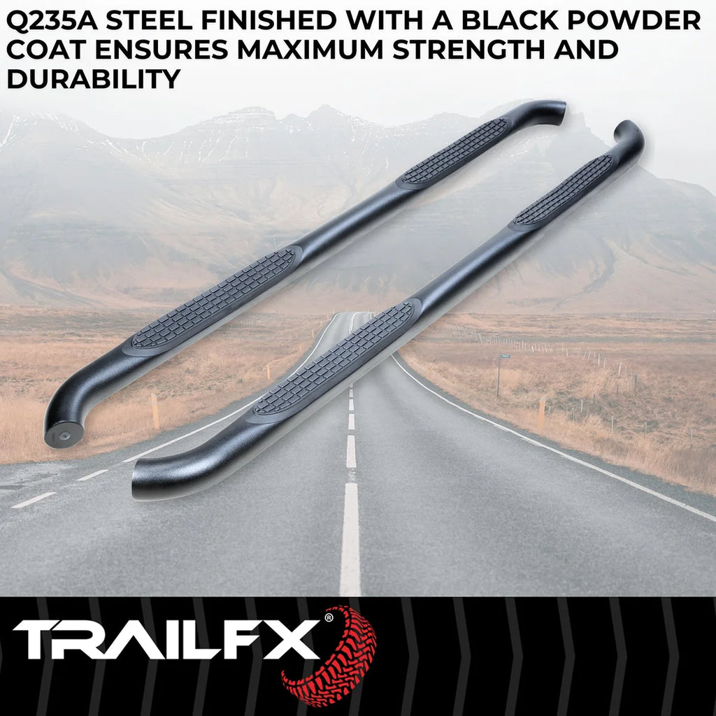 TrailFX 3 Inch Round Bent, Rocker Panel Mount A0070T - Side View