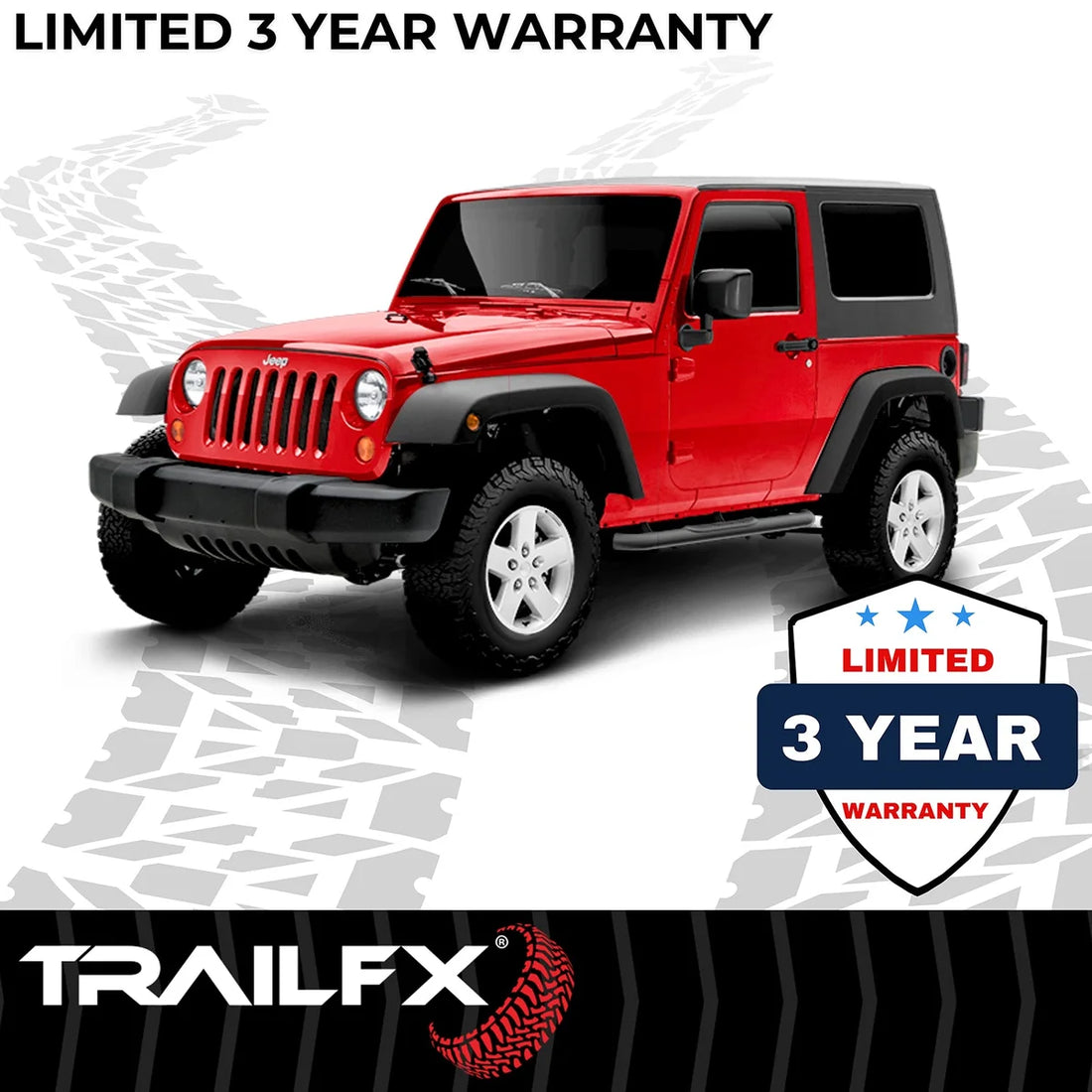 TrailFX 3 Inch Round Bent Textured Black Steel Without End Caps Frame Body Mount Bolts A0027T - Installation View