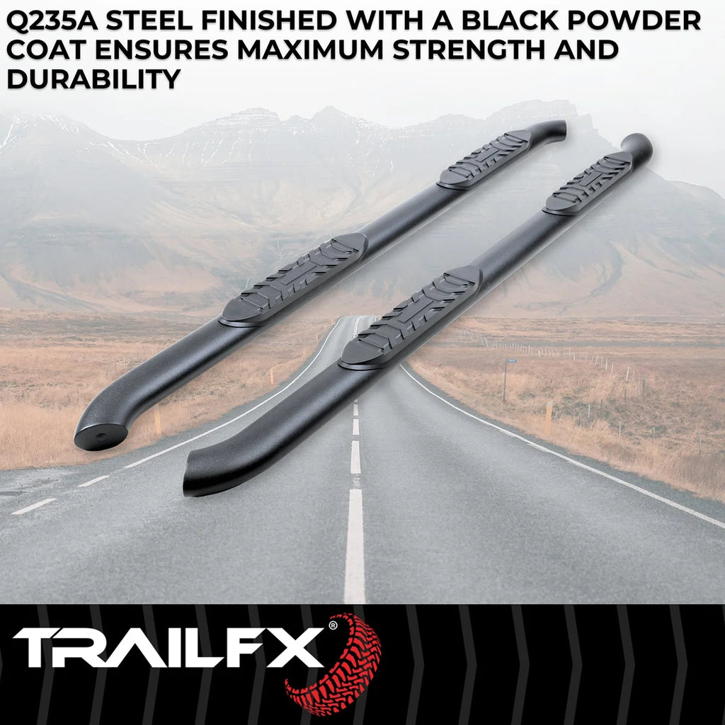 TrailFX 4 Inch Oval Bent Powder Coated Titanium Black Mild Steel Rocker Panel Mount A1007B - Back View
