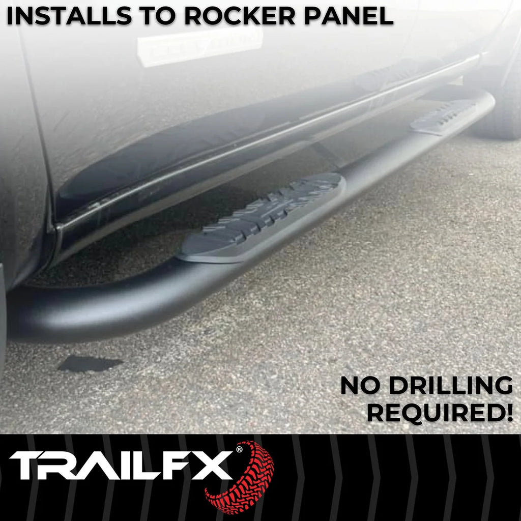 TrailFX 4 Inch Oval Bent Powder Coated Titanium Black Mild Steel Rocker Panel Mount A1007B - Additional View 5