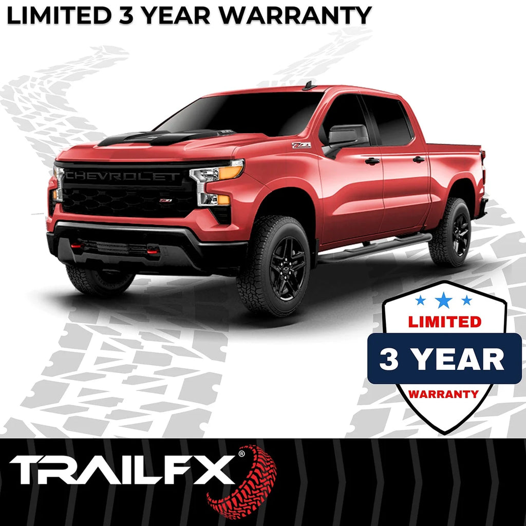 TrailFX 4 Inch Oval Bent Powder Coated Titanium Black Mild Steel Rocker Panel Mount A1002B - Side View
