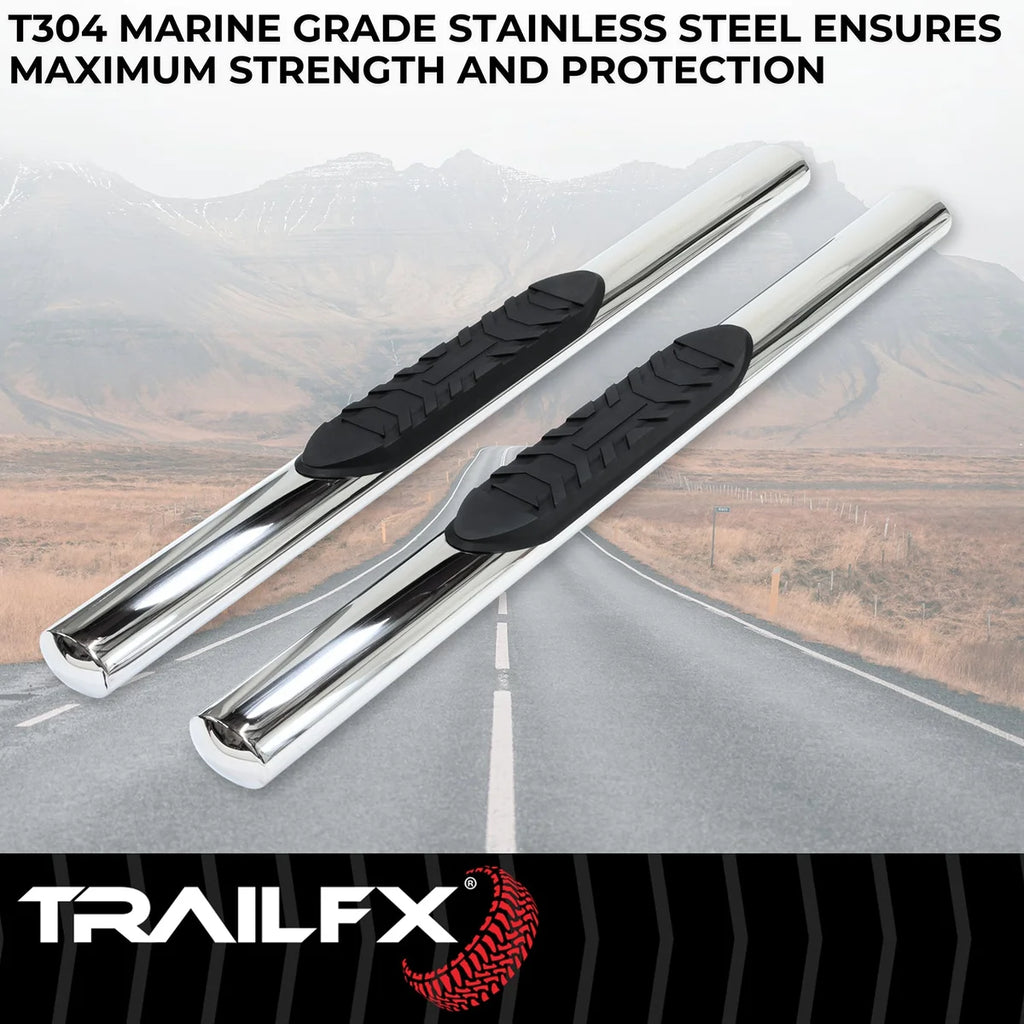 TrailFX 4 Inch Oval Straight Pol Stainless Steel Rocker Panel Mount A1530S - Back View