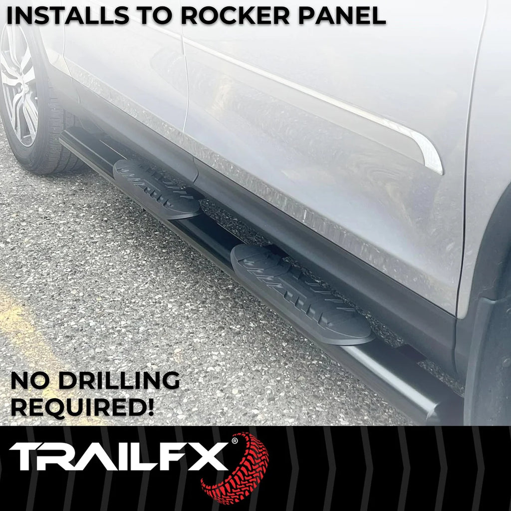 TrailFX 4 Inch Oval Straight Powder Coated Black Mild Steel Rocker...