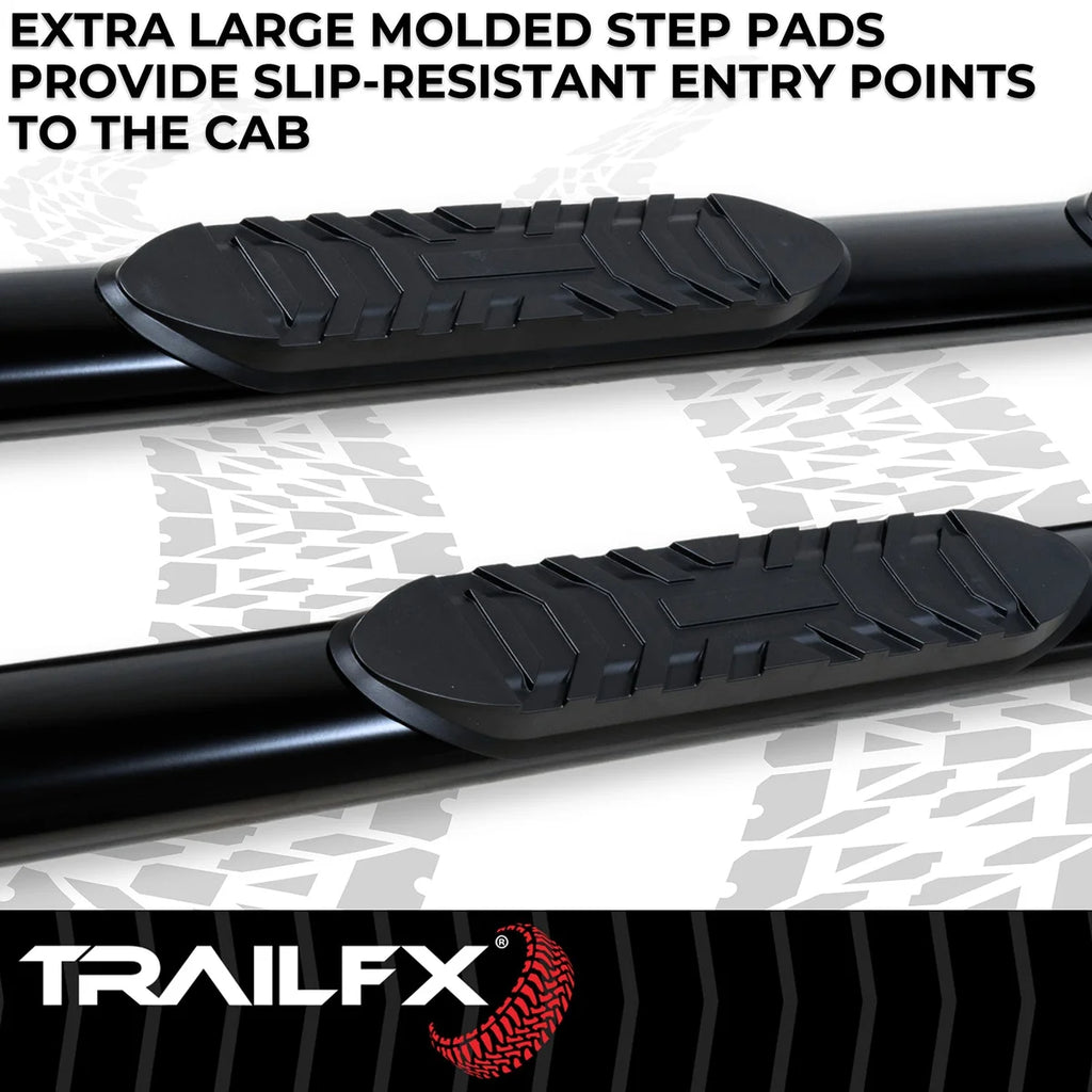 TrailFX 4 Inch Oval Straight Powder Coated Black Mild Steel Rocker...