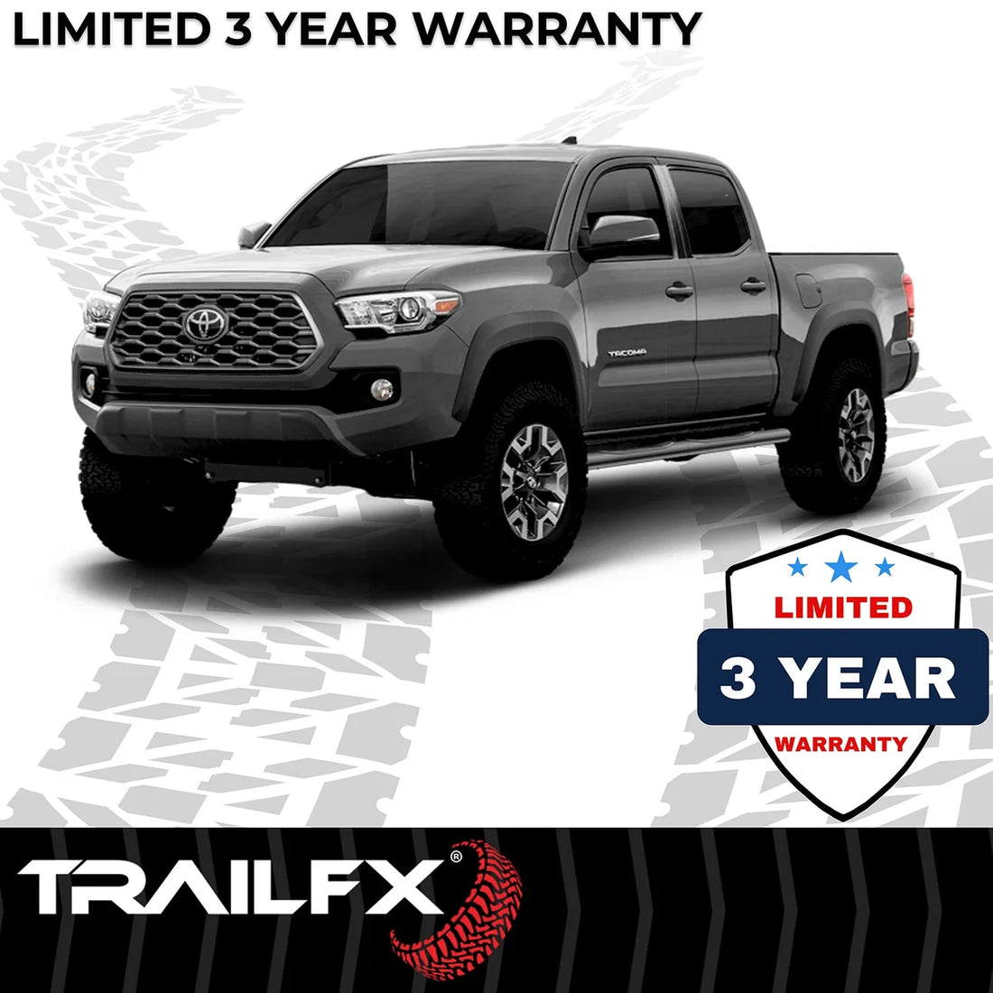 TrailFX 4 Inch Oval Straight Powder Coated Black Mild Steel Rocker Panel Mount 2950522053 - Side View