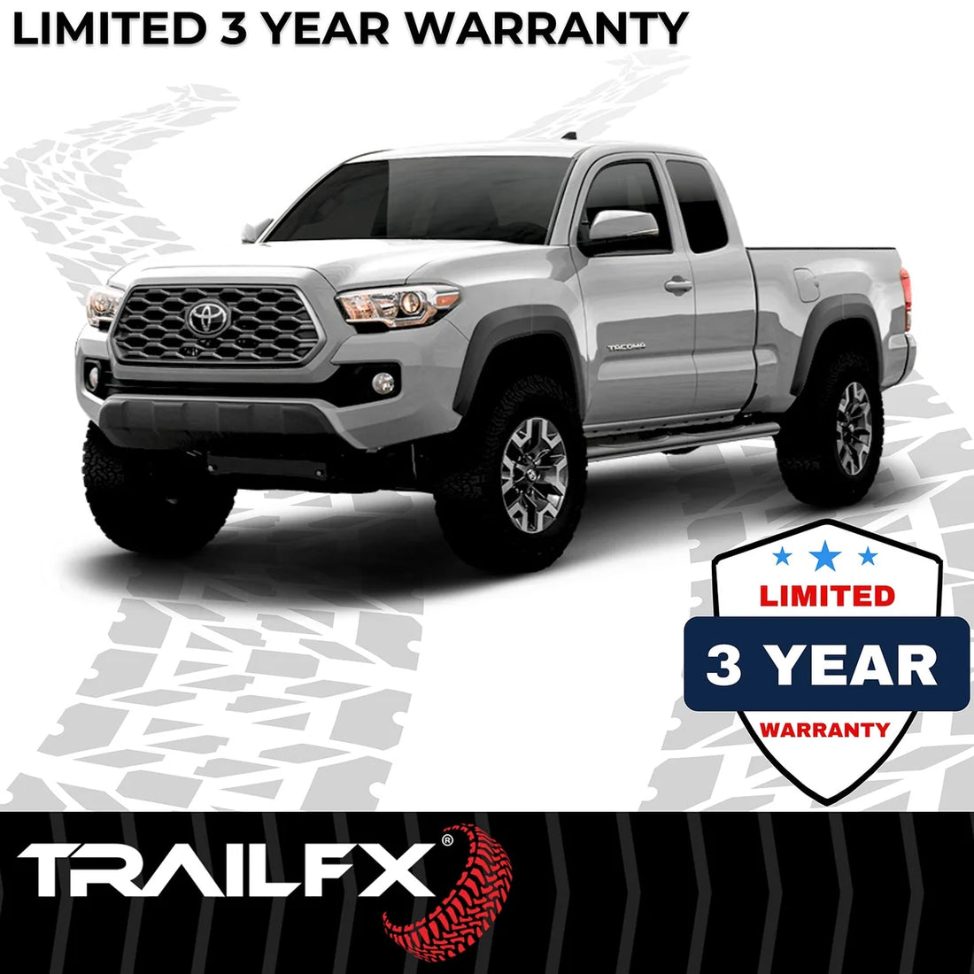 TrailFX 4 Inch Oval Straight Powder Coated Black Mild Steel Rocker Panel Mount A1512B - Side View